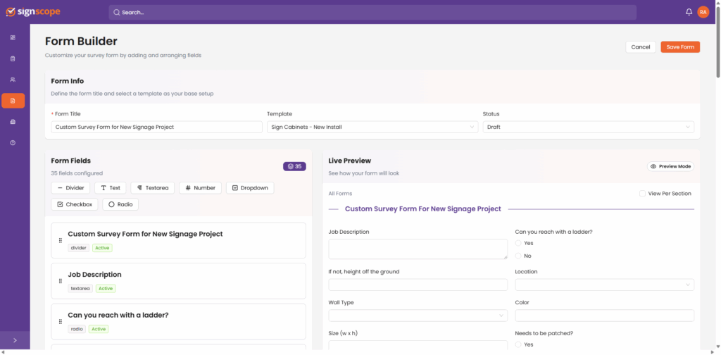 Custom Survey Form with SignScope Pro